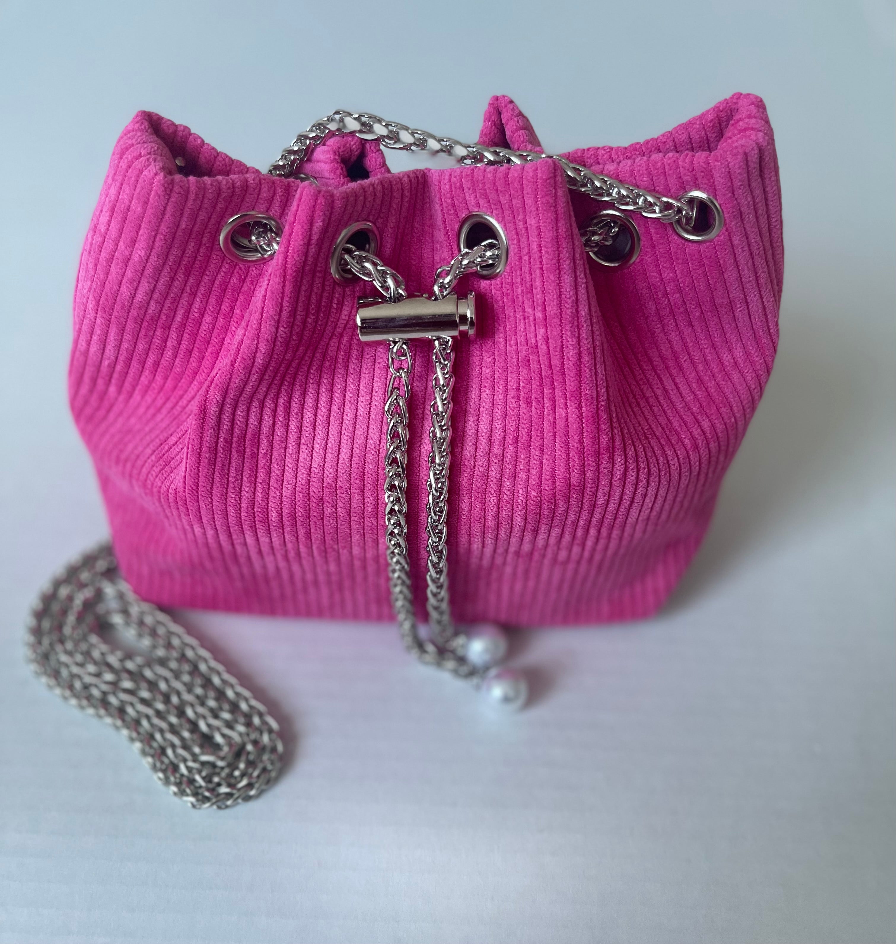 Pink Calfskin and Faux Pearl Mini Bag Gold Hardware, 2021